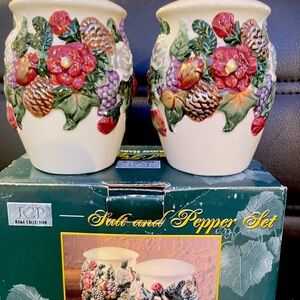 JCPenney Vibrant Floral Salt and Pepper Shakers - Red, Green, Cream